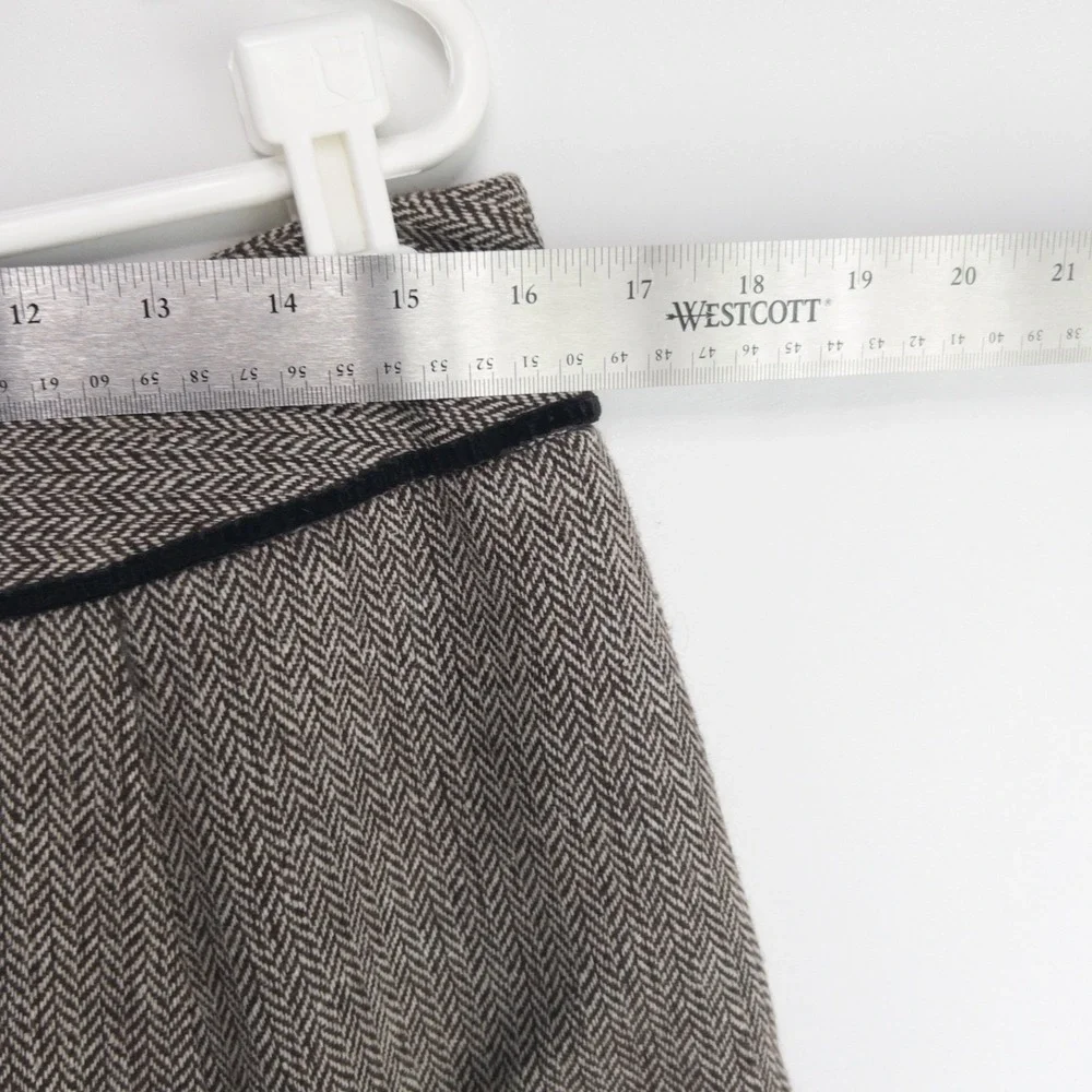 Loft Herringbone Sequins Velvet Trim Wool Blend Embroidered Skirt Womens 10 L - Picture 9 of 16